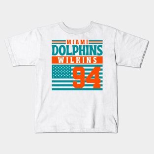 Miami Dolphins Wilkins 94 American Flag Football Kids T-Shirt